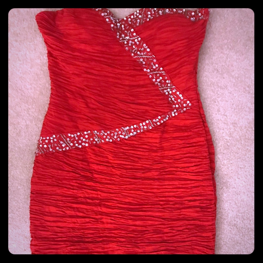 Mini red bedazzled dress